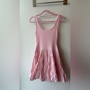 802. Mustard Seed Pink Tiered Dress Size S P2P 14
